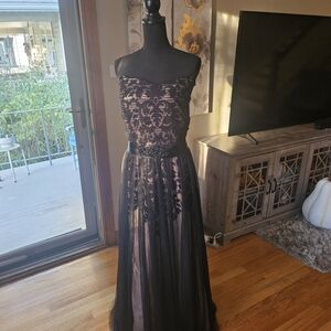 City Chic Black and Cream Strapless Dress